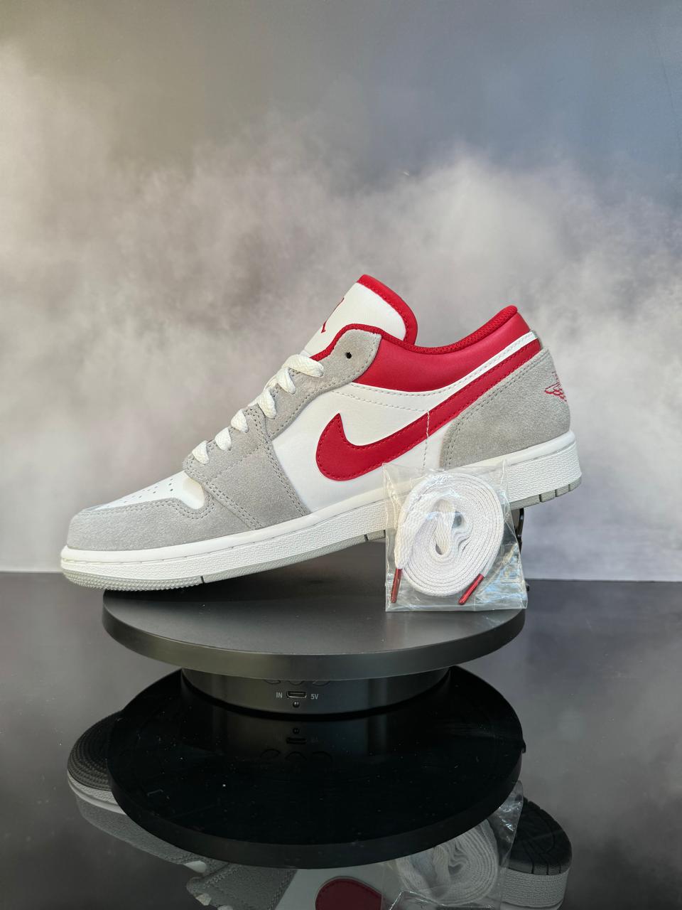 Jordan 1 Low SE Light Smoke Gray & Red